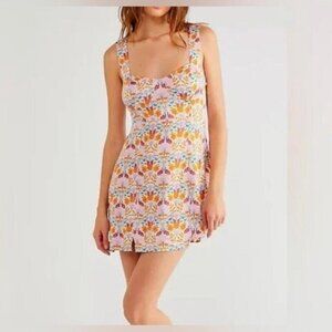 Free People Sasha Mini Dress Coquette Cottagecore Floral Sweetheart Small